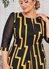 Immagine di SOPHISTICATED DRESS WITH BEADED NECKLINE IN GEOMETRIC PRINT